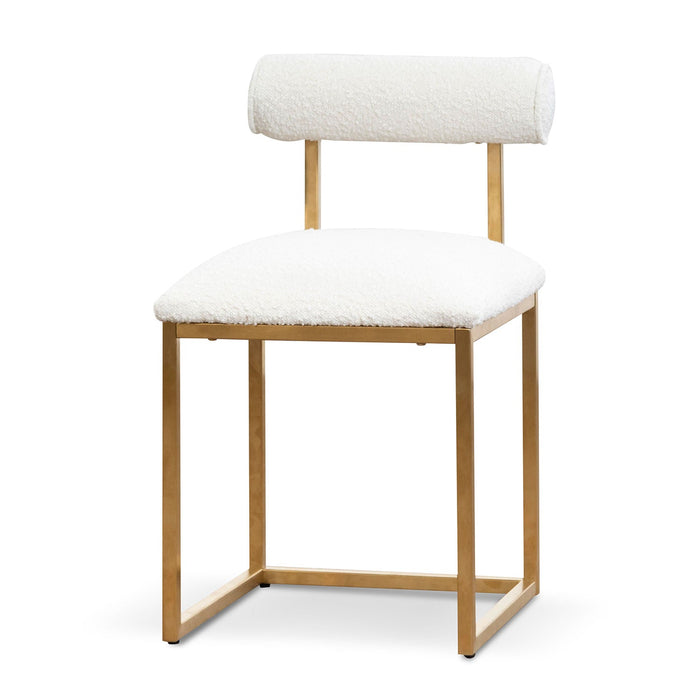 CLC6772-BS Daisy White Boucle Occasional Chair - Brushed Gold Base