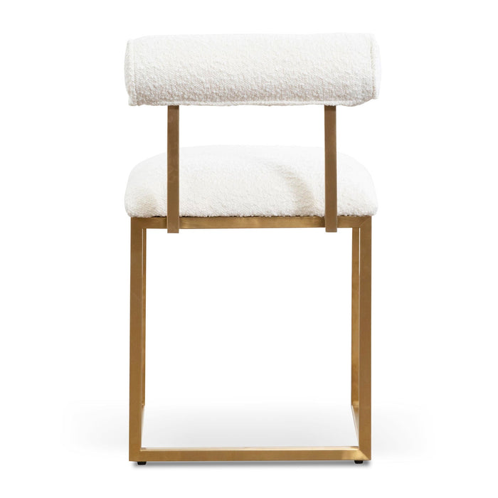 CLC6772-BS Daisy White Boucle Occasional Chair - Brushed Gold Base