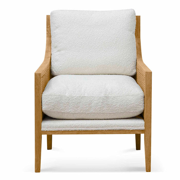 Calibre Furniture Ayala Rattan Arm Chair - Ivory White Boucle