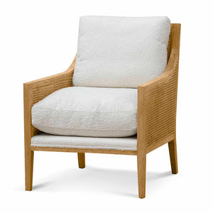 Calibre Furniture Ayala Rattan Arm Chair - Ivory White Boucle