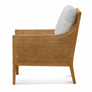 Calibre Furniture Ayala Rattan Arm Chair - Ivory White Boucle