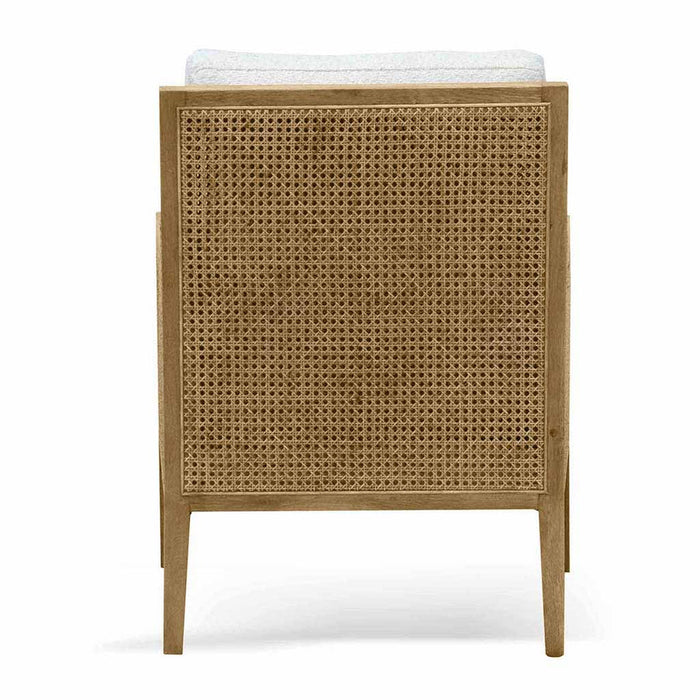 Calibre Furniture Ayala Rattan Arm Chair - Ivory White Boucle