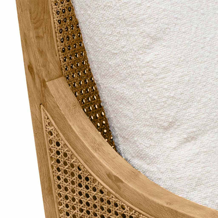 Calibre Furniture Ayala Rattan Arm Chair - Ivory White Boucle