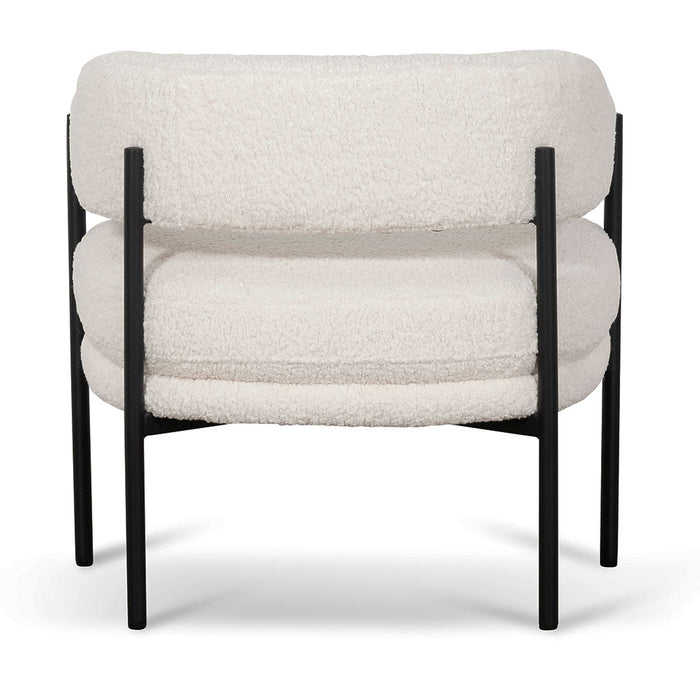 CLC6871-KSO - Ivory White Sherpa Armchair - Black Legs