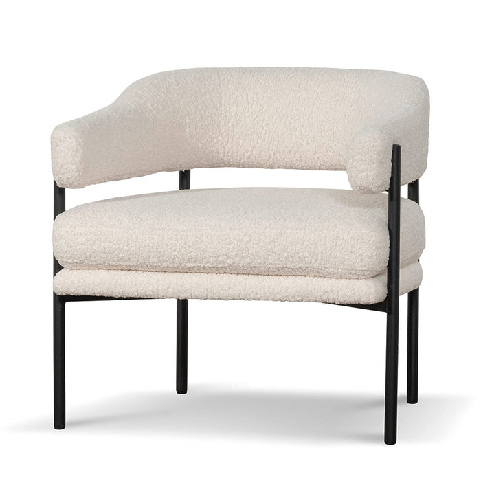 CLC6871-KSO - Ivory White Sherpa Armchair - Black Legs