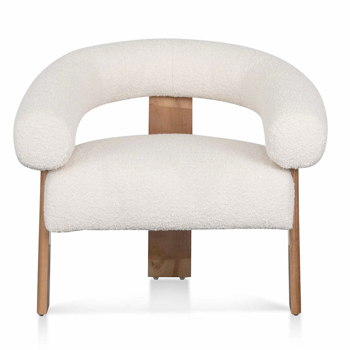 CLC8113-CA Ivory White Boucle Armchair - Natural Legs