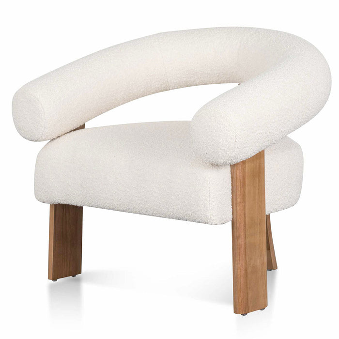 CLC8113-CA Ivory White Boucle Armchair - Natural Legs