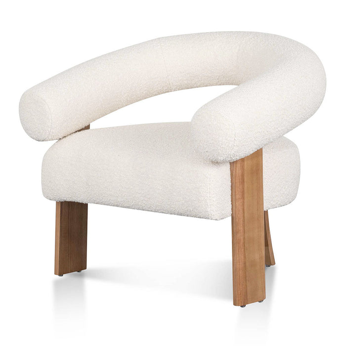 CLC8113-CA Ivory White Boucle Armchair - Natural Legs