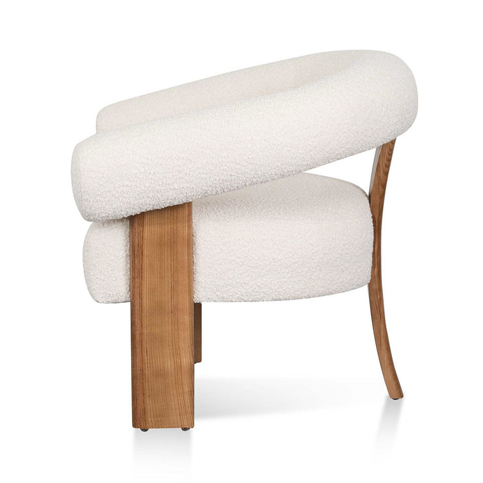 CLC8113-CA Ivory White Boucle Armchair - Natural Legs