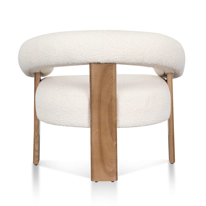 CLC8113-CA Ivory White Boucle Armchair - Natural Legs