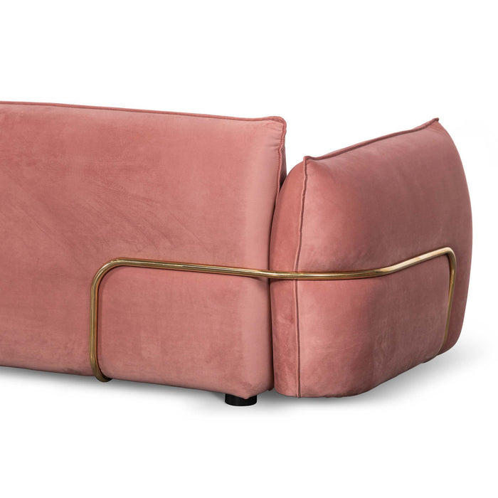 CLC8180-IG 3 Seater Sofa - Blush Pink Velvet With Brass Frame