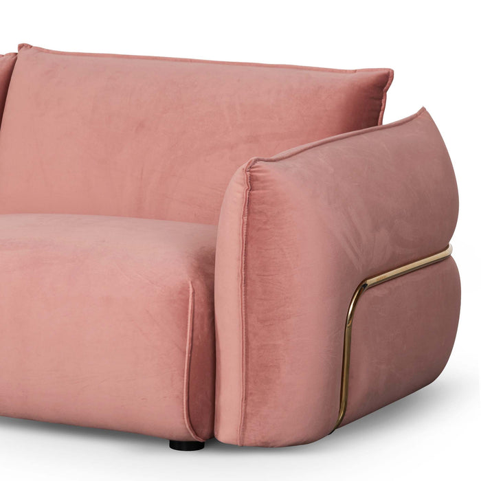 CLC8180-IG 3 Seater Sofa - Blush Pink Velvet With Brass Frame