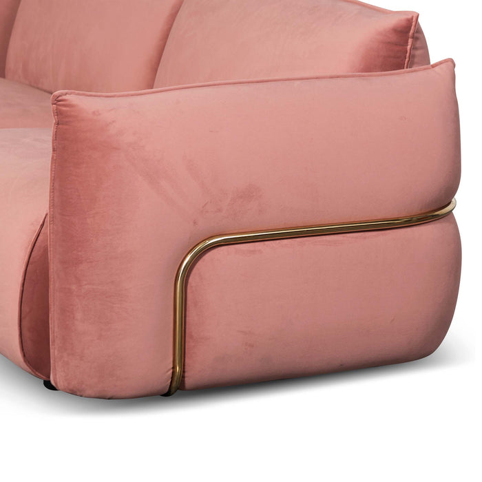 CLC8180-IG 3 Seater Sofa - Blush Pink Velvet With Brass Frame