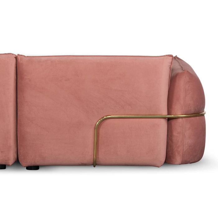 CLC8180-IG 3 Seater Sofa - Blush Pink Velvet With Brass Frame