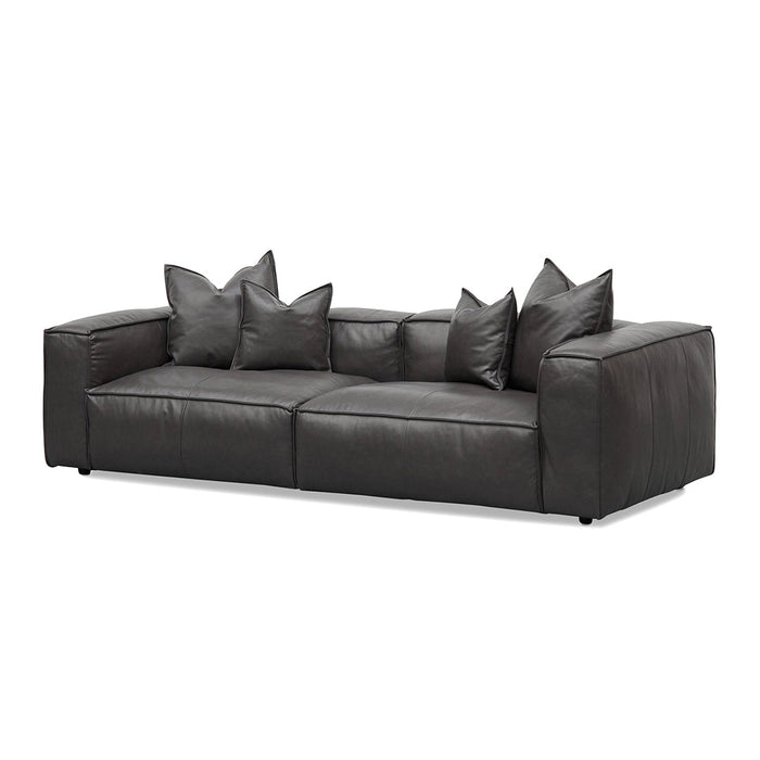 CLC8318-KSO 4 Seater Sofa with Cushion and Pillow - Shadow Grey Leather