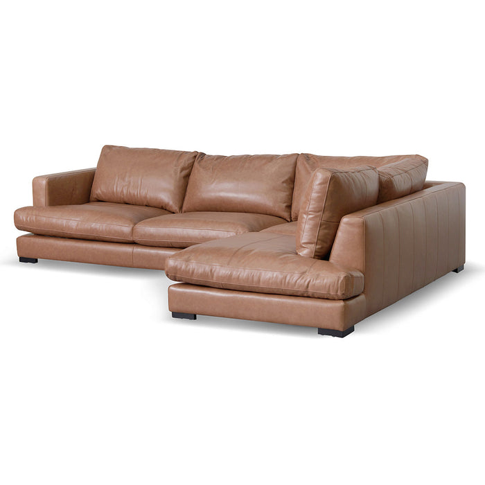 CLC8319-KSO 4 Seater Right Chaise Leather Sofa - Caramel Brown