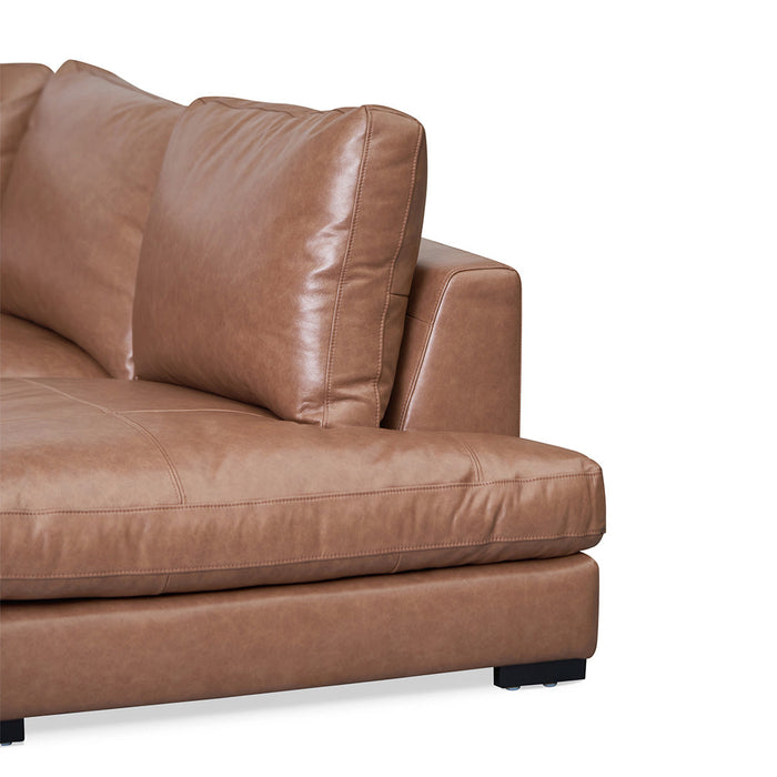 CLC8319-KSO 4 Seater Right Chaise Leather Sofa - Caramel Brown