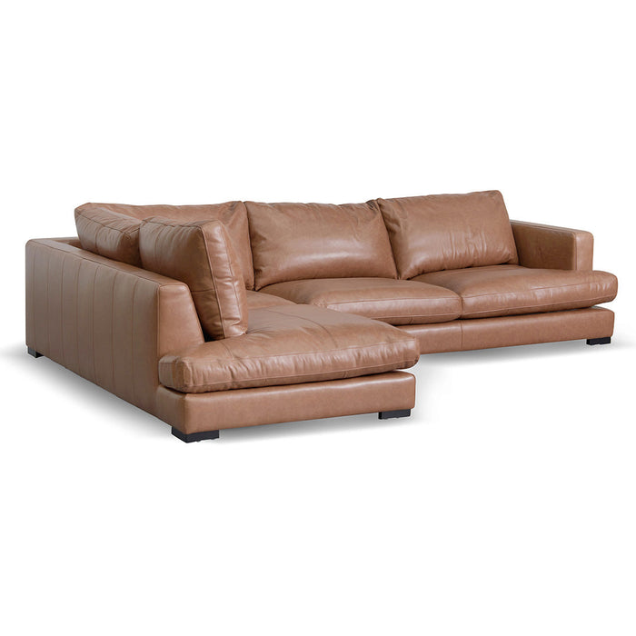 CLC8320-KSO 4 Seater Left Chaise Leather Sofa - Caramel Brown