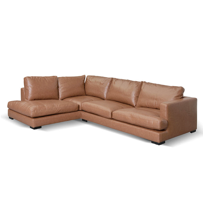 CLC8320-KSO 4 Seater Left Chaise Leather Sofa - Caramel Brown