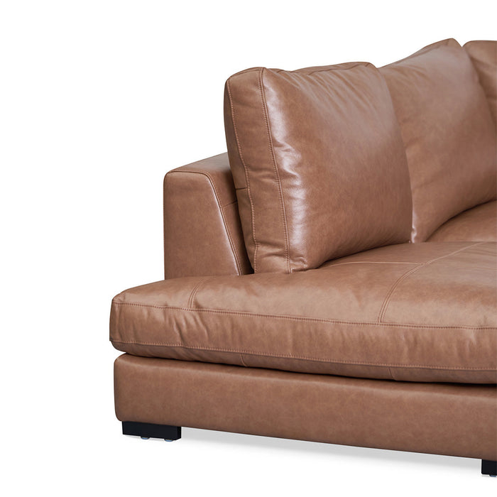 CLC8320-KSO 4 Seater Left Chaise Leather Sofa - Caramel Brown