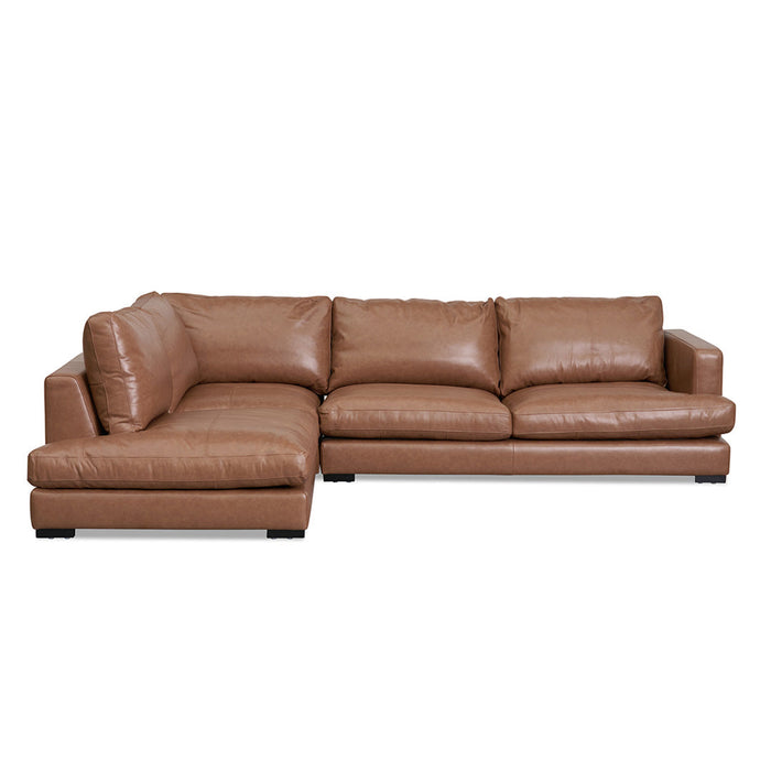 CLC8320-KSO 4 Seater Left Chaise Leather Sofa - Caramel Brown