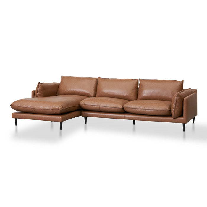 CLC8322-KSO 4 Seater Left Chaise Leather Sofa - Caramel Brown