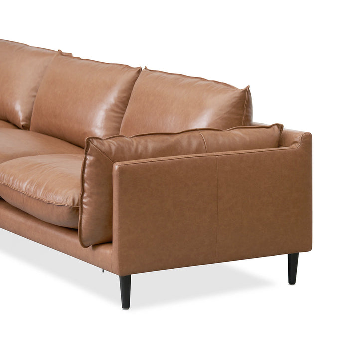 CLC8322-KSO 4 Seater Left Chaise Leather Sofa - Caramel Brown