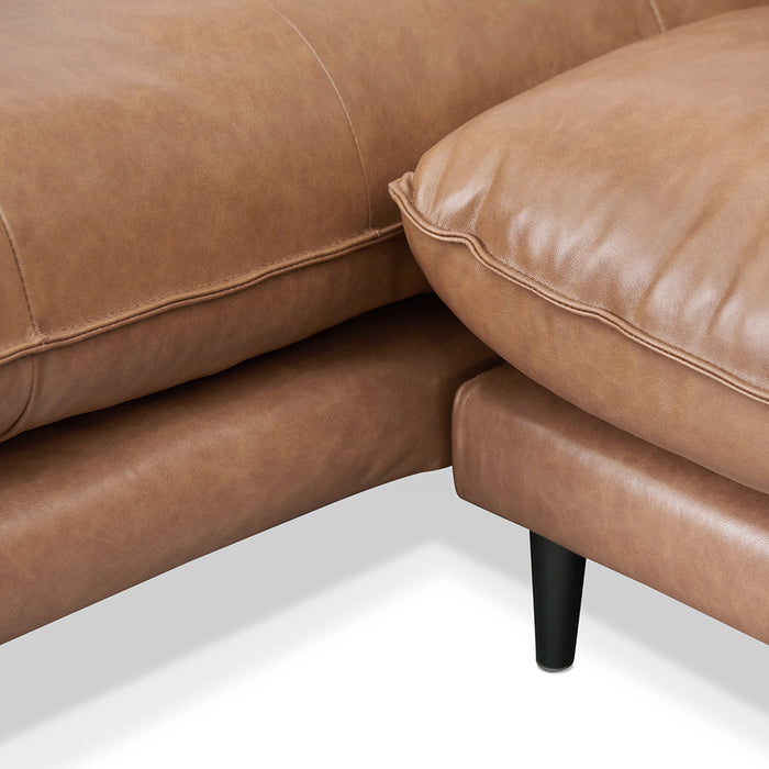 CLC8322-KSO 4 Seater Left Chaise Leather Sofa - Caramel Brown