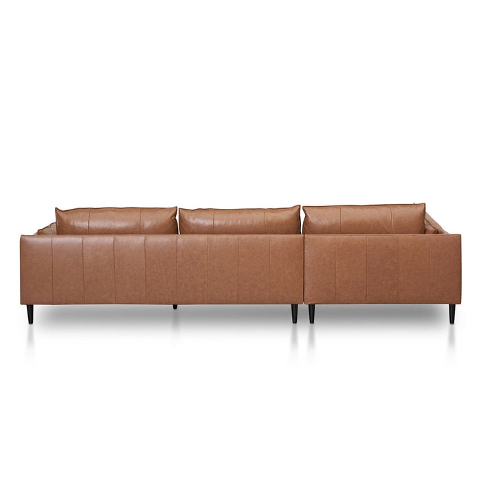 CLC8322-KSO 4 Seater Left Chaise Leather Sofa - Caramel Brown