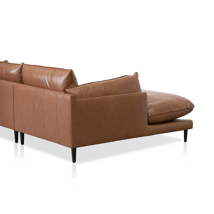 CLC8322-KSO 4 Seater Left Chaise Leather Sofa - Caramel Brown