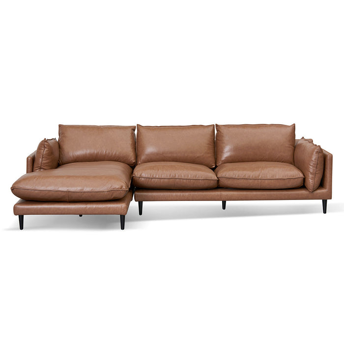 CLC8322-KSO 4 Seater Left Chaise Leather Sofa - Caramel Brown