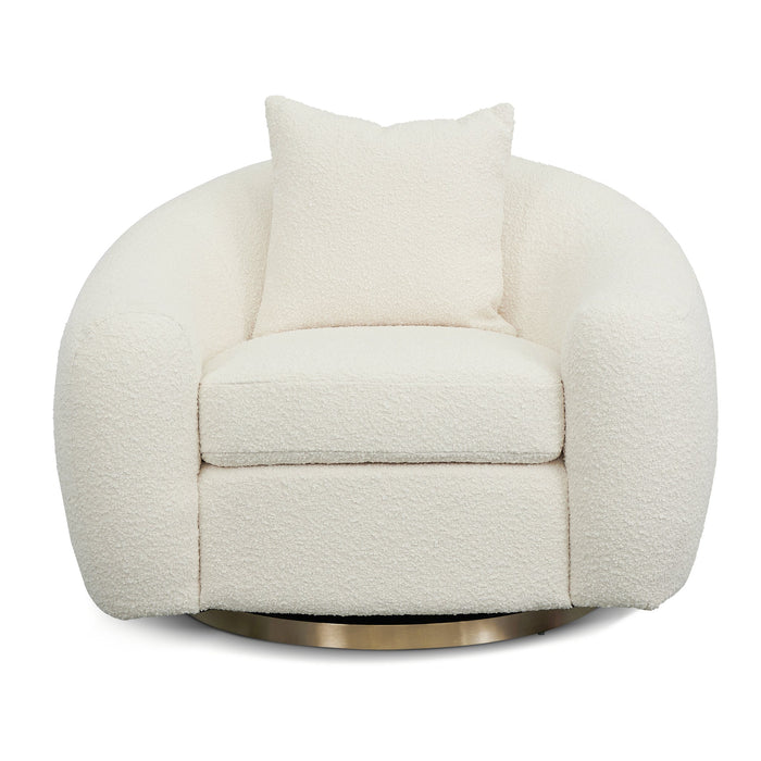 CLC8537-FS Swivel Armchair - Ivory White Boucle