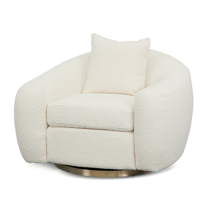 CLC8537-FS Swivel Armchair - Ivory White Boucle