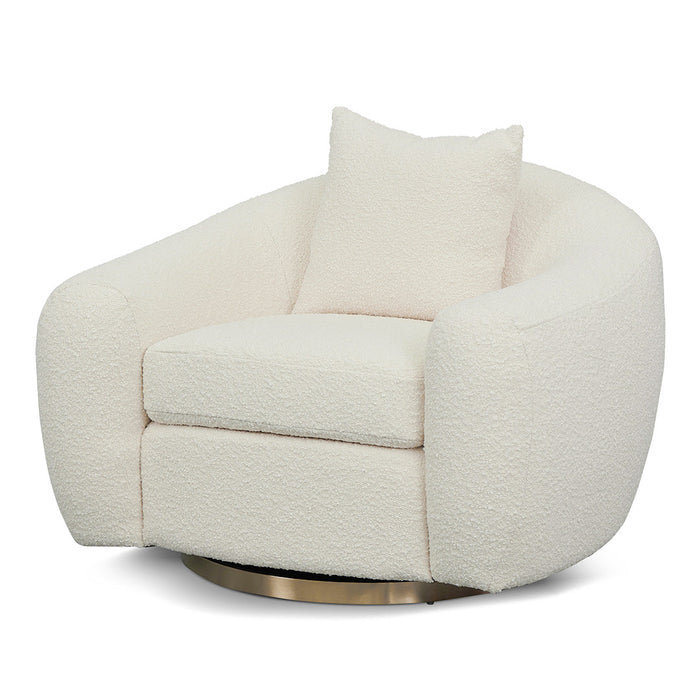 CLC8537-FS Swivel Armchair - Ivory White Boucle