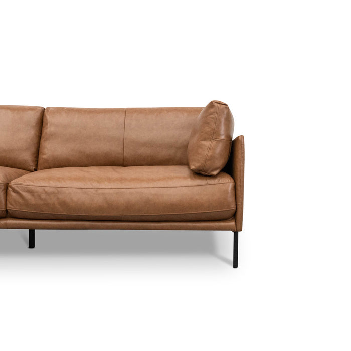 LC8592-KSO 4 Seater Left Chaise Leather Sofa - Caramel Brown