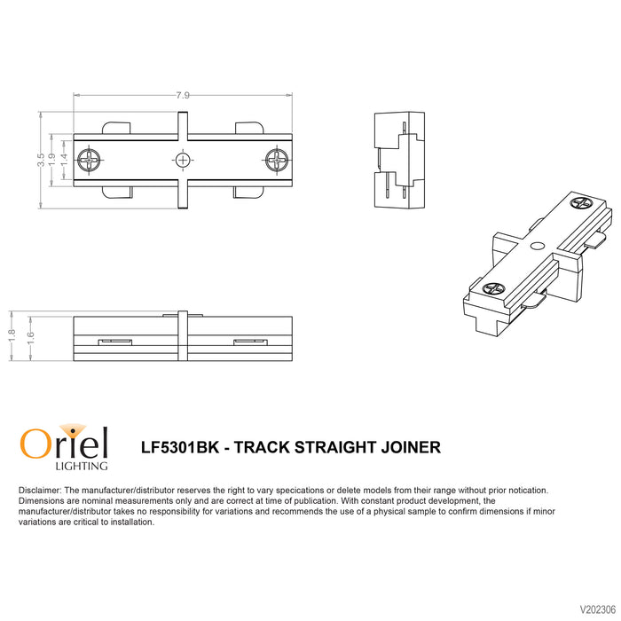 Track Joiner - Black - 8cm