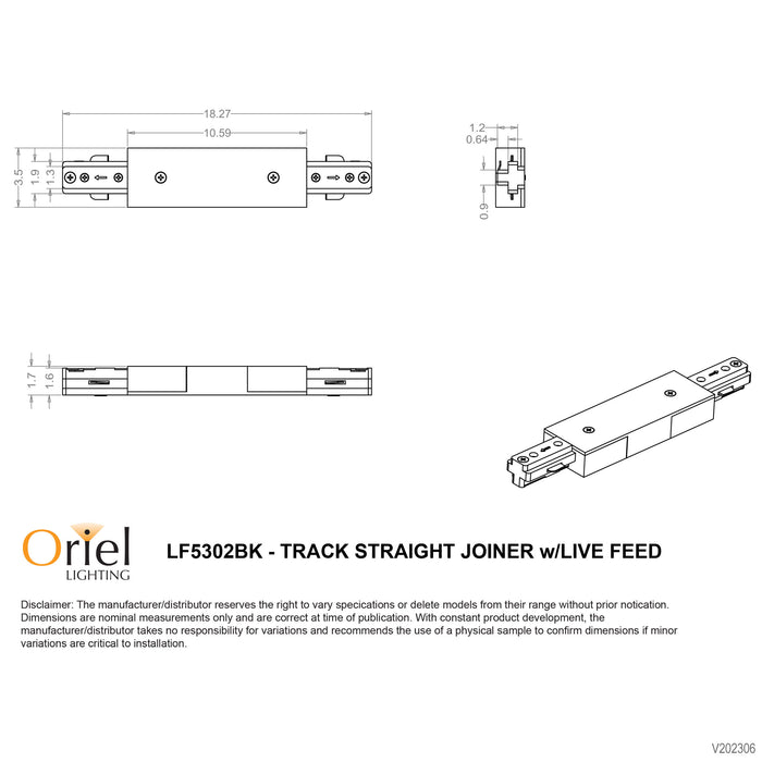 Track Joiner - Black - 18cm