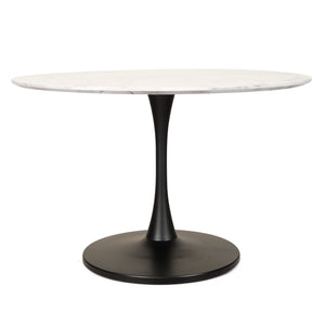 Lilly Dining Table Marble Effect White Sevella With Matte Black Frame