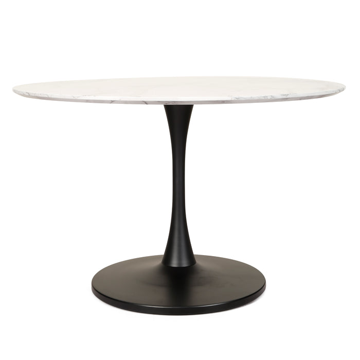 Lilly Dining Table Marble Effect White Sevella With Matte Black Frame