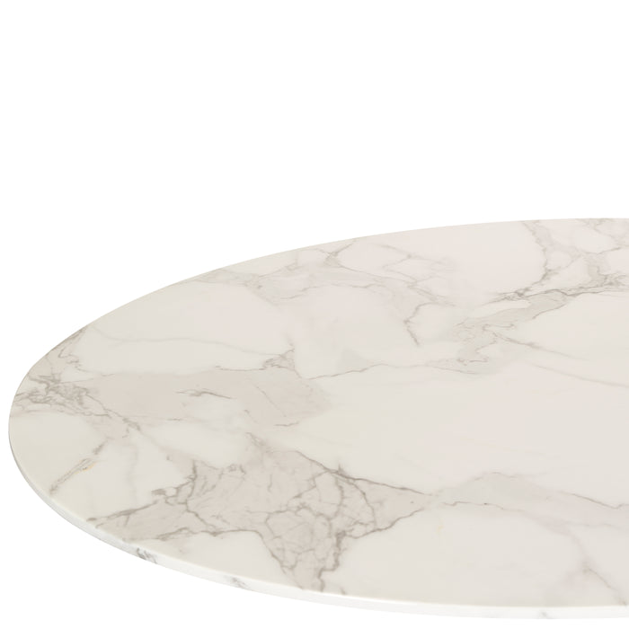 Lilly Dining Table Marble Effect White Sevella With Matte Black Frame