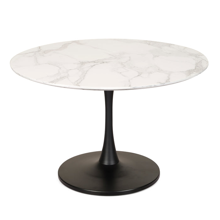 Lilly Dining Table Marble Effect White Sevella With Matte Black Frame