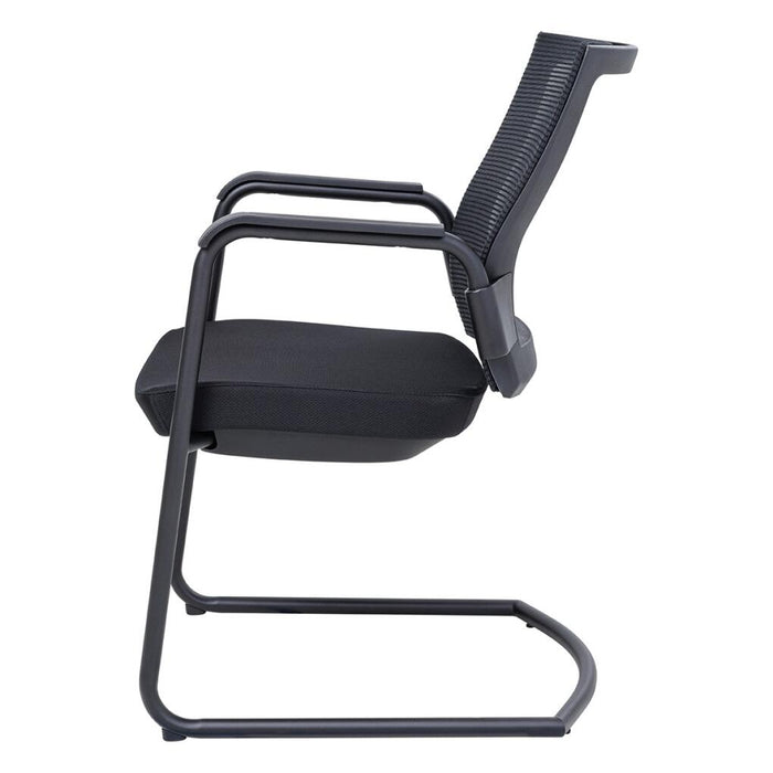 Balance Cantilever Visitor Chair with fixed arms, mesh back, fabric seat, cantilever base