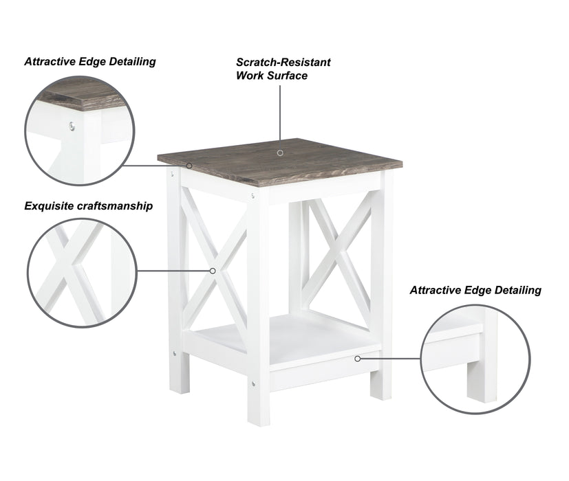 Coastal Side Table - White & Grey