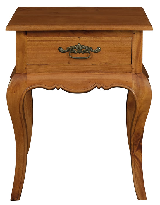 French Provincial 1 Drawer Side Table (Light Pecan)