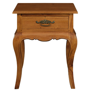 French Provincial 1 Drawer Side Table (Light Pecan)