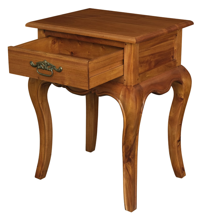French Provincial 1 Drawer Side Table (Light Pecan)