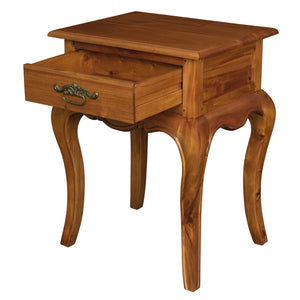 French Provincial 1 Drawer Side Table (Light Pecan)