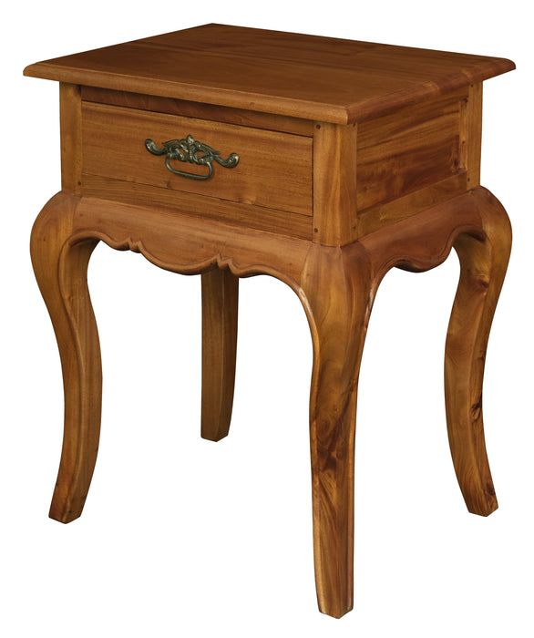 French Provincial 1 Drawer Side Table (Light Pecan)