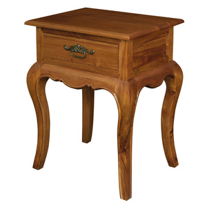 French Provincial 1 Drawer Side Table (Light Pecan)