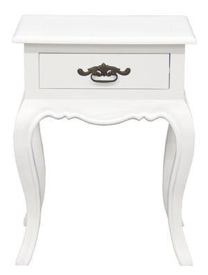 French Provincial 1 Drawer Side Table (White)